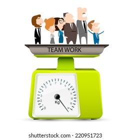 business team work on a scale