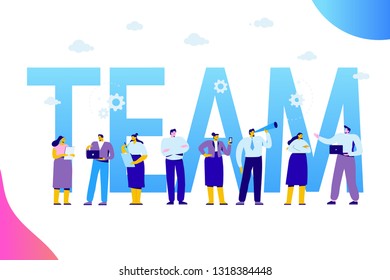 Business Team. Team Work, Partnership, Leadership Concept. Flat Vector illustration.