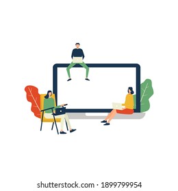 El equipo de negocios trabaja a distancia, trabaja juntos