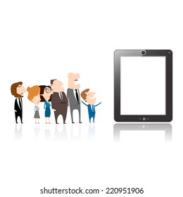 business team work and a tablet