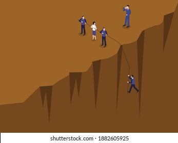 Business team work together isometric 3d vector concept for banner, website, illustration, landing page, flyer, etc.