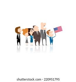business team work and USA flag