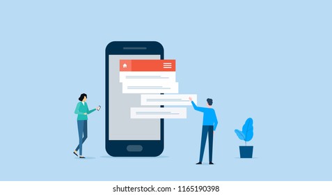 business team working for mobile application development and design process concept
