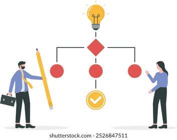 Equipe de negócios trabalhando no processo de automação, sistema de gerenciamento de fluxo de trabalho

