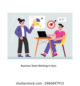 Business Team Working In Sync  concept flat style stock illustration with background . EPS 10 File