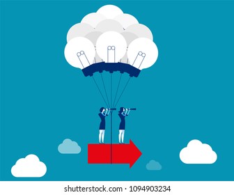 Business team working together. Creating idea make grow up. Concept business vector illustration, Flat character design, Cartoon style.