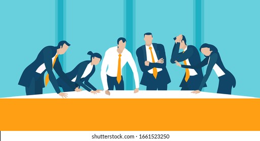 Business team working together and solving the problems. Business people looking at documents and making decisions