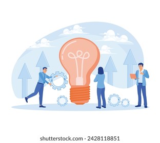 Business team working together to start a new business. Business development and creative ideas. Business Idea concept. Flat vector illustration.