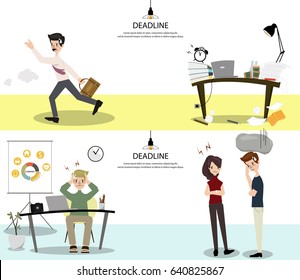 Business teams waiting co worker. Employees can't deliver on schedule.Vector/Illustration