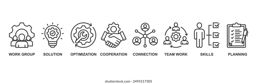 Business teamwork banner web icon vector illustration concept with icon