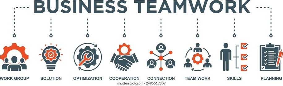 Business teamwork banner web icon vector illustration concept with icon