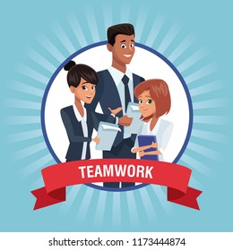 Business teamwork cartoon