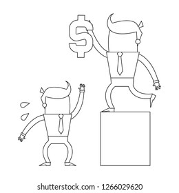 Business teamwork cartoon in black and white