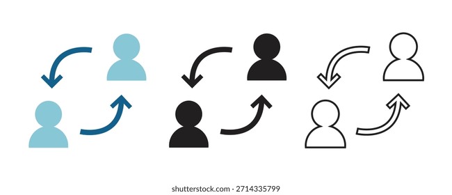 Business Teamwork and Collaboration Icon Set in Flat, Solid, and Outline Style for Corporate Communication Concept