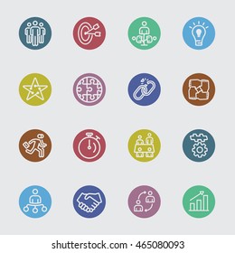 Business teamwork color circles line icon