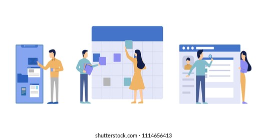 Business teamwork composition with employees at presentation and freelancers in coworking center vector illustration