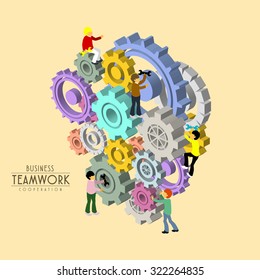 business teamwork concept in 3d isometric flat design 