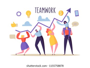 Business Teamwork Concept Flat People Characters Stock Vector (Royalty ...