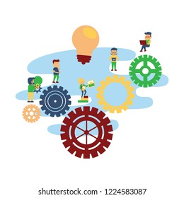 Business Teamwork Concept. Flat People. Engineering Product Development. Vector illustration