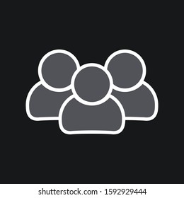Business teamwork concept. Group vector illustration. Community members. Business people silhouette. Team concept icon with outline. Staff avatar for web site design, logo isolated on black. Eps 10