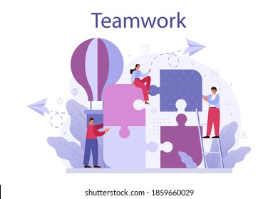 Business teamwork concept. Idea of partnership and cooperation. Business profit and financial growth. Isolated flat vector illustration