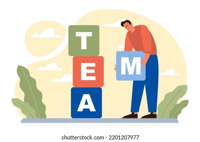 Business teamwork concept. Idea of partnership and cooperation on the way towards a success, business profit and financial growth. Flat vector illustration