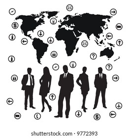 business teamwork concept. Map traced http://www.lib.utexas.edu/maps/world_maps/world_pol02.jpg copyright state: http://www.lib.utexas.edu/maps/faq.html#3.html