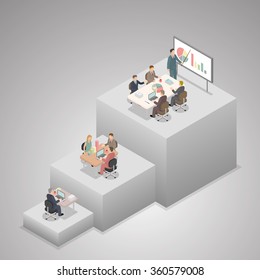 Business teamwork concept, more teamwork more income. Isometric illustration vector EPS 10.