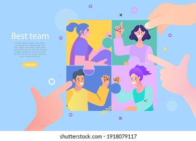 Business teamwork concept. People connecting puzzle elements. best team. cooperation, partnership Vector illustration.