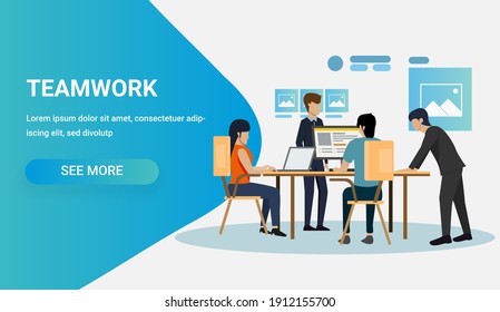 Business teamwork concept. People sitting and working together