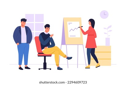 Geschäftspartnerschaften. Kreatives Konzept mit Büroangestellten, Problemlösung und Zusammenarbeit. Vektorgrafik von Geschäftsbüros, Illustration von Teamwork