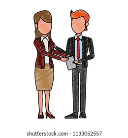 Business teamwork with documents scribble