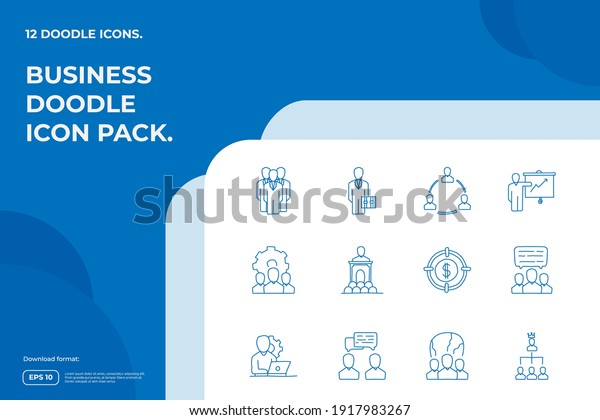 business teamwork doodle icon. business\
partnership strategy and leadership management concept sign symbol\
vector illustration
