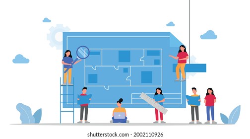 Business teamwork in a friendly team - Vector illustration