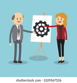 Business teamwork with gear
