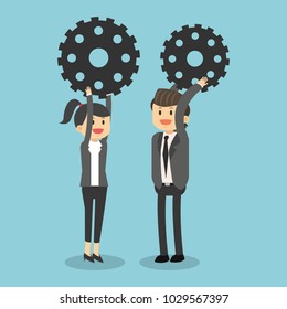 Business teamwork with gears