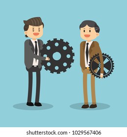 Business teamwork with gears