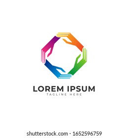 Business Teamwork with Hands Gradient Logo Vector Icon Illustration