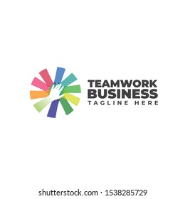 Business Teamwork with Hands Logo Vector Icon Illustration