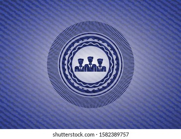 business teamwork icon with denim texture