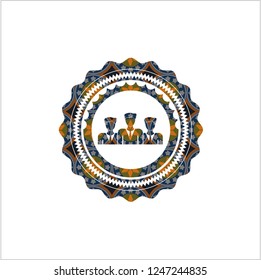 business teamwork icon inside arabesque emblem. arabic decoration.