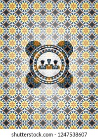 business teamwork icon inside arabesque style emblem. arabic decoration.