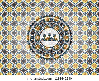 business teamwork icon inside arabesque emblem background. arabic decoration.