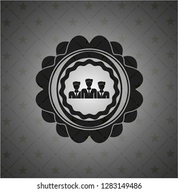business teamwork icon inside black emblem