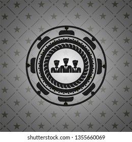 business teamwork icon inside black badge