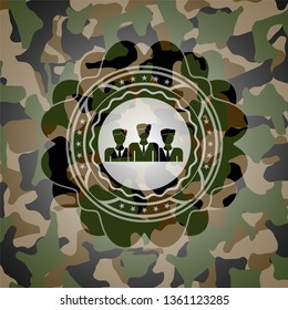 business teamwork icon inside camo emblem