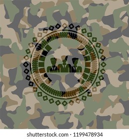 business teamwork icon inside camouflage texture
