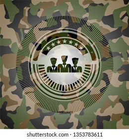 business teamwork icon inside camouflage texture