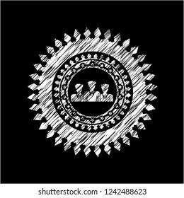 business teamwork icon inside chalkboard emblem written on a blackboard