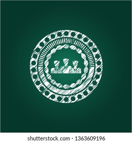 business teamwork icon inside chalkboard emblem